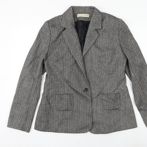 Louise Kennedy Womens Grey Herringbone Polyester Jacket Suit Jacket Size 12 Button