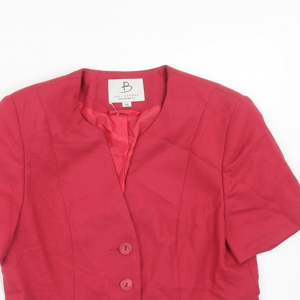 Paul Berman Womens Pink Jacket Blazer Size 10 Button