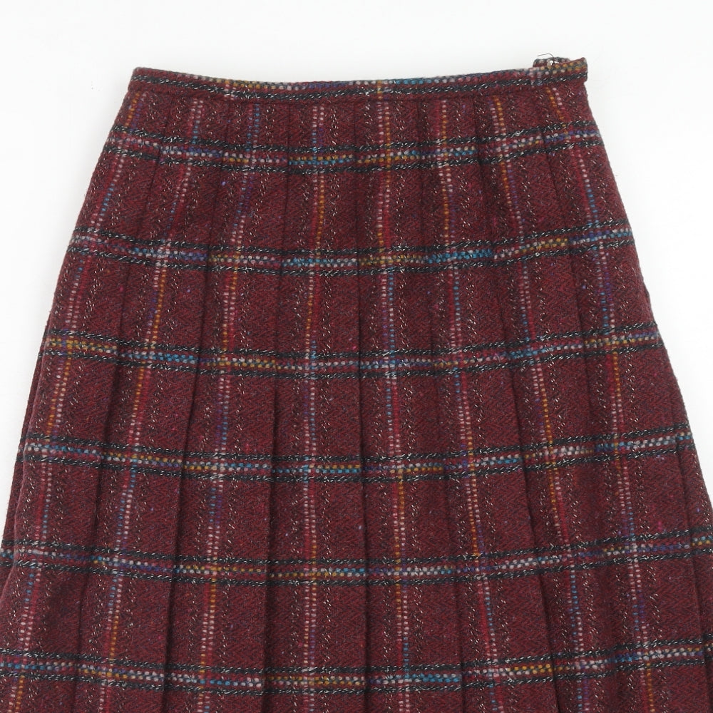 Eastex Womens Red Plaid Polyester Pleated Skirt Size 10 Zip