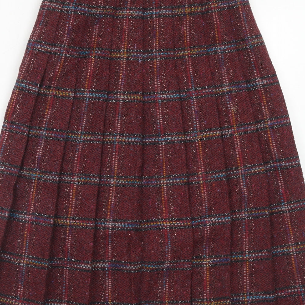 Eastex Womens Red Plaid Polyester Pleated Skirt Size 10 Zip