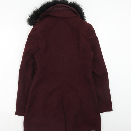 New Look Womens Red Parka Coat Size 8 Zip