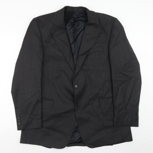 Magee Mens Grey Striped Polyester Jacket Suit Jacket Size 46 Regular