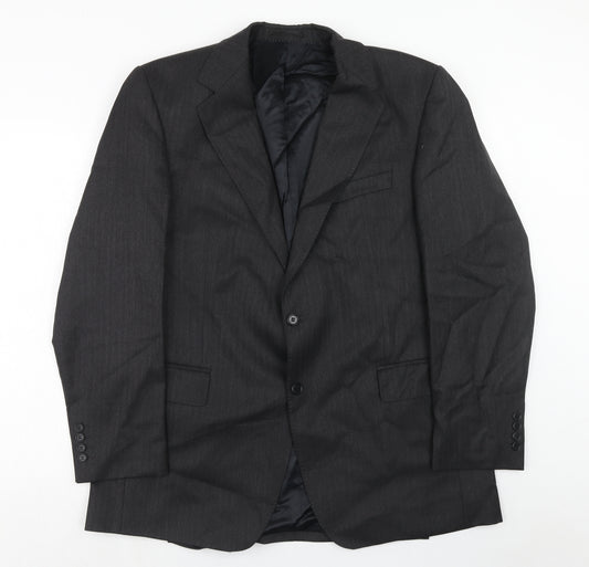 Magee Mens Grey Striped Polyester Jacket Suit Jacket Size 46 Regular