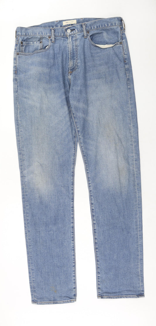 Gap Mens Blue Cotton Straight Jeans Size 36 in L36 in Slim Zip