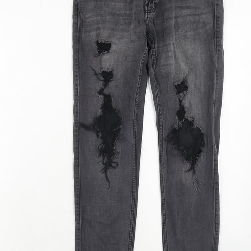 Hollister Mens Grey Cotton Skinny Jeans Size 28 in L30 in Regular Zip