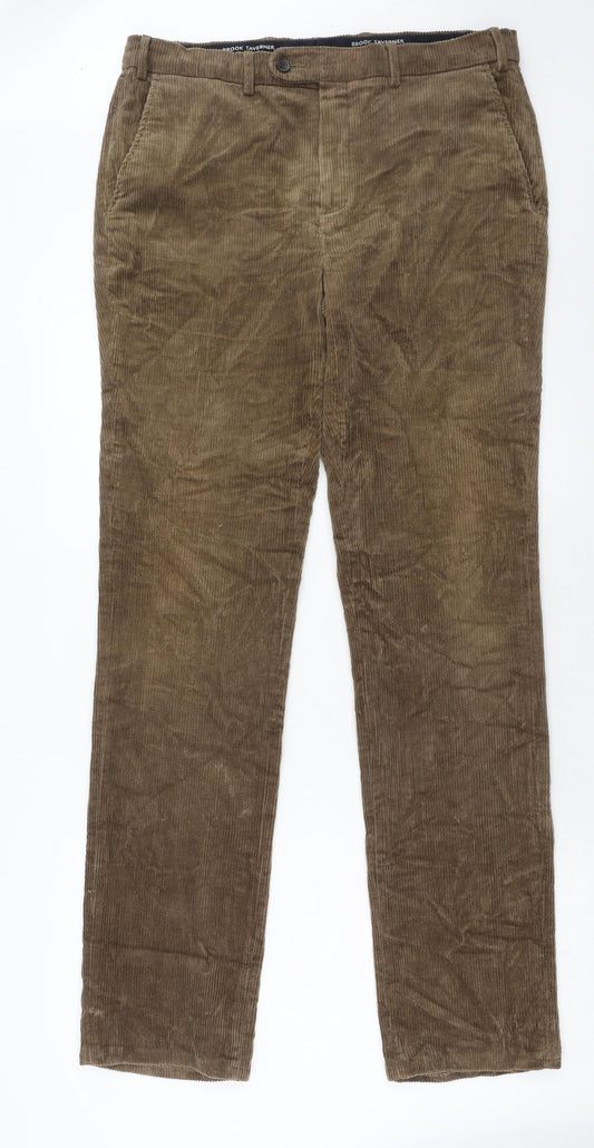Brooke Taverner Mens Brown Cotton Trousers Size 36 in Regular Zip