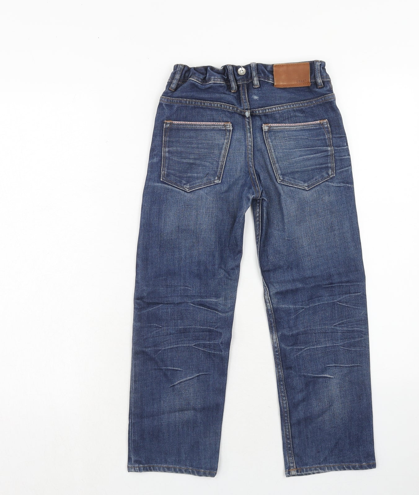 H&M Boys Blue Cotton Straight Jeans Size 6-7 Years Regular Zip