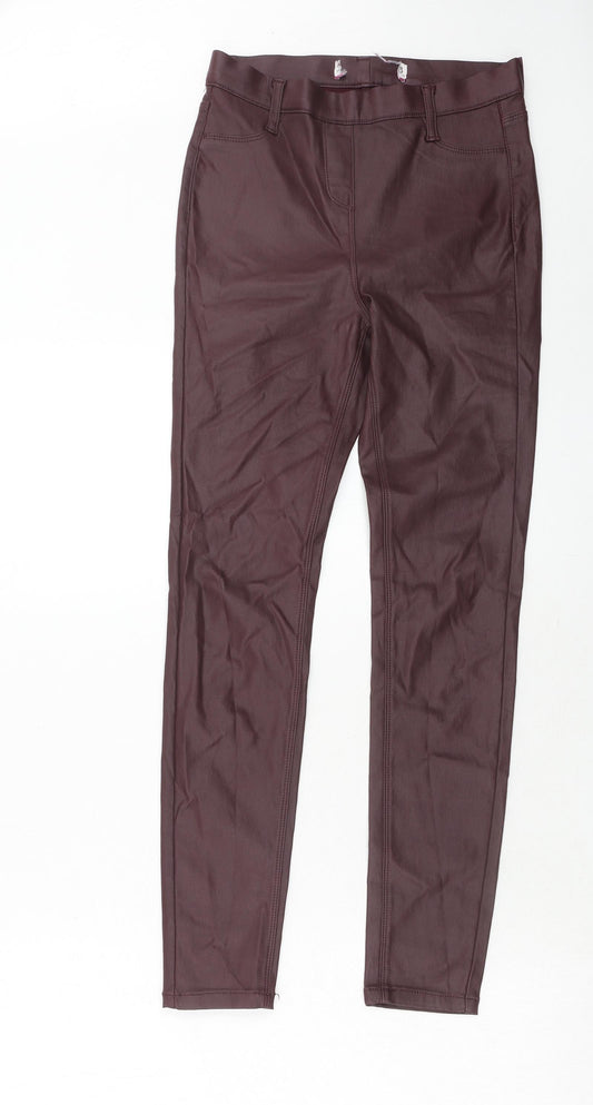 NEXT Womens Red Polyurethane Trousers Size 8 Regular - Faux Leather