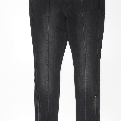 LIMITED COLLECTION Womens Black Cotton Skinny Jeans Size 14 Regular Zip - Ankle Zip