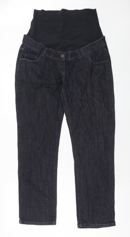NEXT Womens Blue Cotton Straight Jeans Size 14 Slim Button