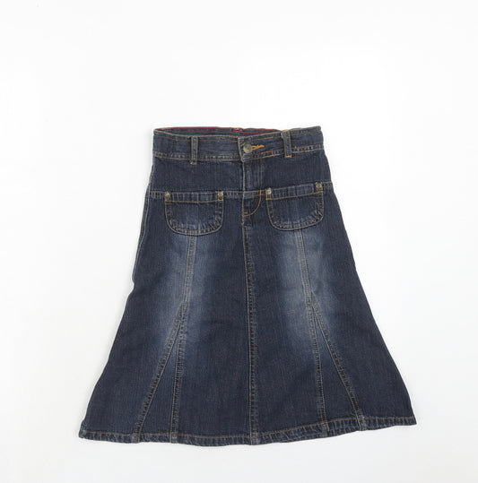 Girl2Girl Girls Blue Cotton A-Line Skirt Size 5-6 Years Regular Zip