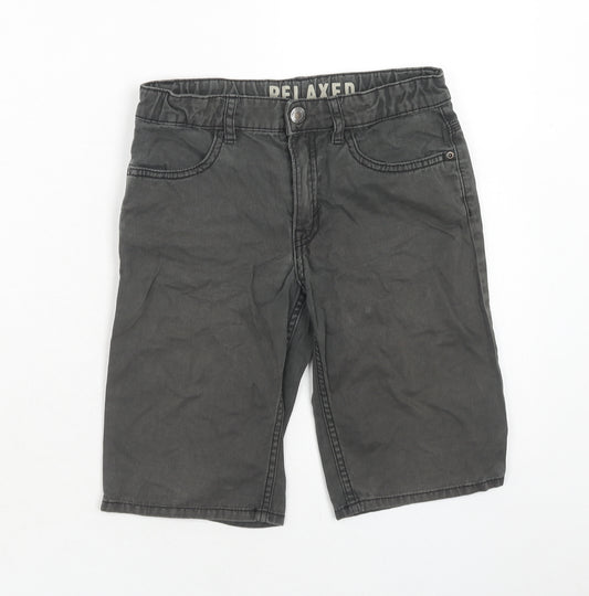 H&M Boys Grey Cotton Bermuda Shorts Size 8-9 Years Regular Zip
