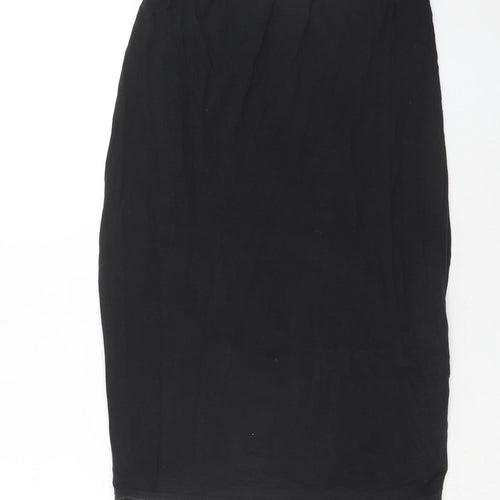 New Look Womens Black Cotton A-Line Skirt Size 8