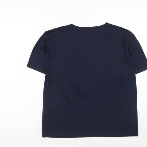 Marks and Spencer Womens Blue Polyester Basic T-Shirt Size 12 Crew Neck