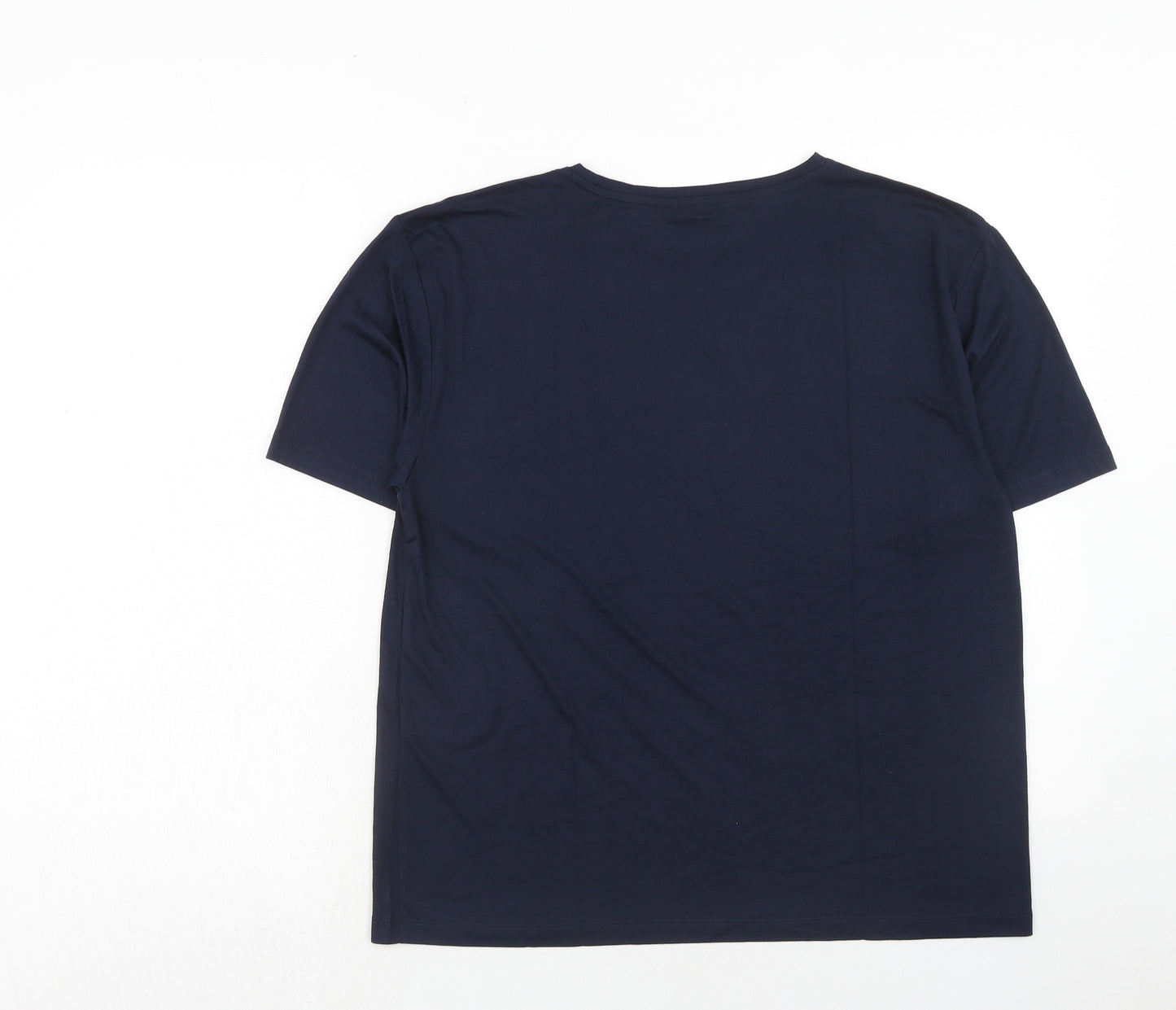 Marks and Spencer Womens Blue Polyester Basic T-Shirt Size 12 Crew Neck