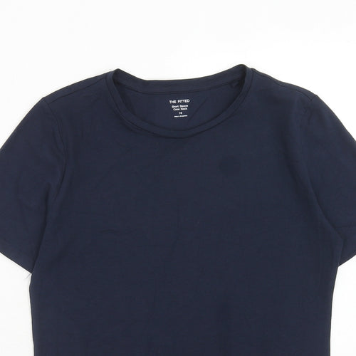 Marks and Spencer Womens Blue Cotton Basic T-Shirt Size 10 Crew Neck