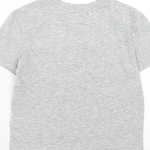 Marks and Spencer Boys Grey Cotton Basic T-Shirt Size 6-7 Years Round Neck Pullover - California U.S.A