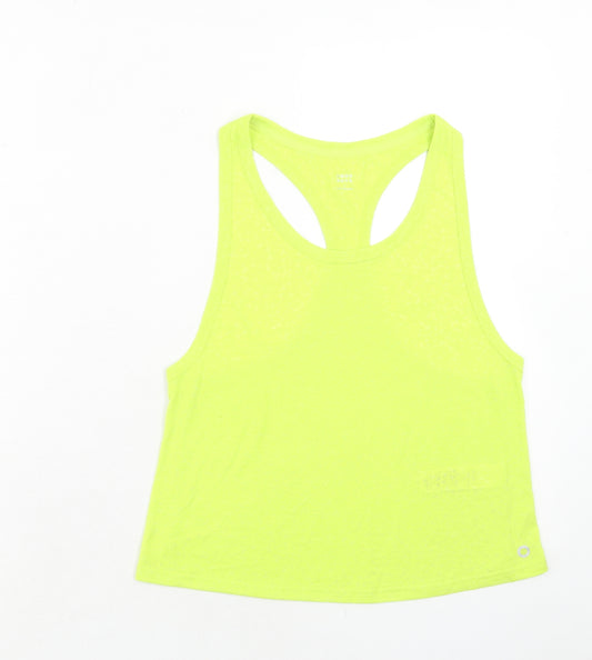 GOODMOVE Womens Green Polyester Basic Tank Size 6 Round Neck Pullover