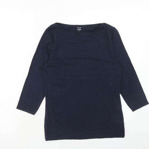 Marks and Spencer Womens Blue Cotton Basic T-Shirt Size 10 Boat Neck