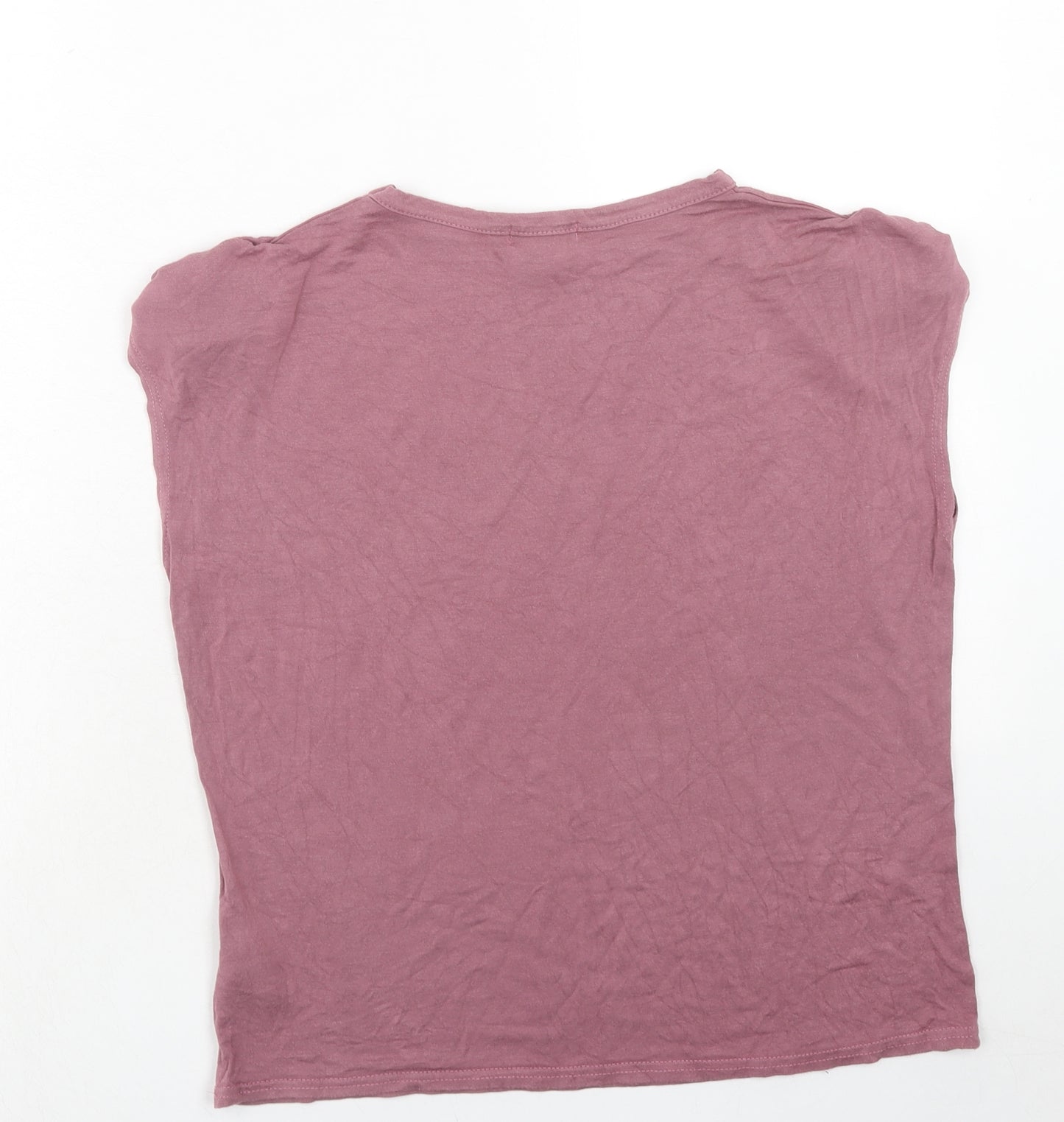 New Look Womens Pink Viscose Basic T-Shirt Size 12 Round Neck