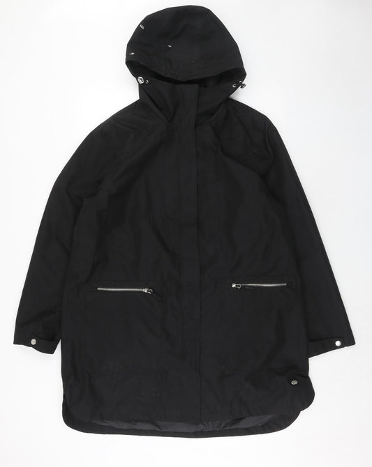 Huski Womens Black Rain Coat Coat Size 2XS Zip