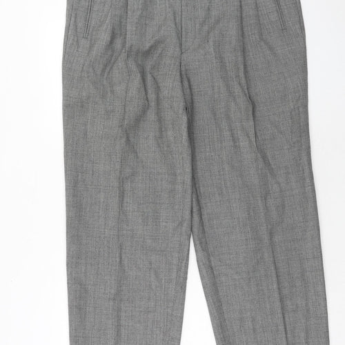 Pierre Cardin Mens Grey Wool Trousers Size 38 in Regular Zip