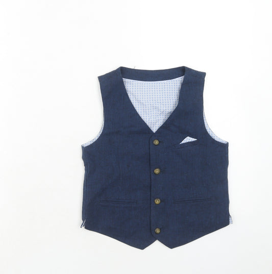 Marks and Spencer Boys Blue Jacket Waistcoat Size 8-9 Years Button