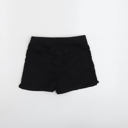 H&M Girls Black Cotton Boyfriend Shorts Size 9-10 Years Regular Zip