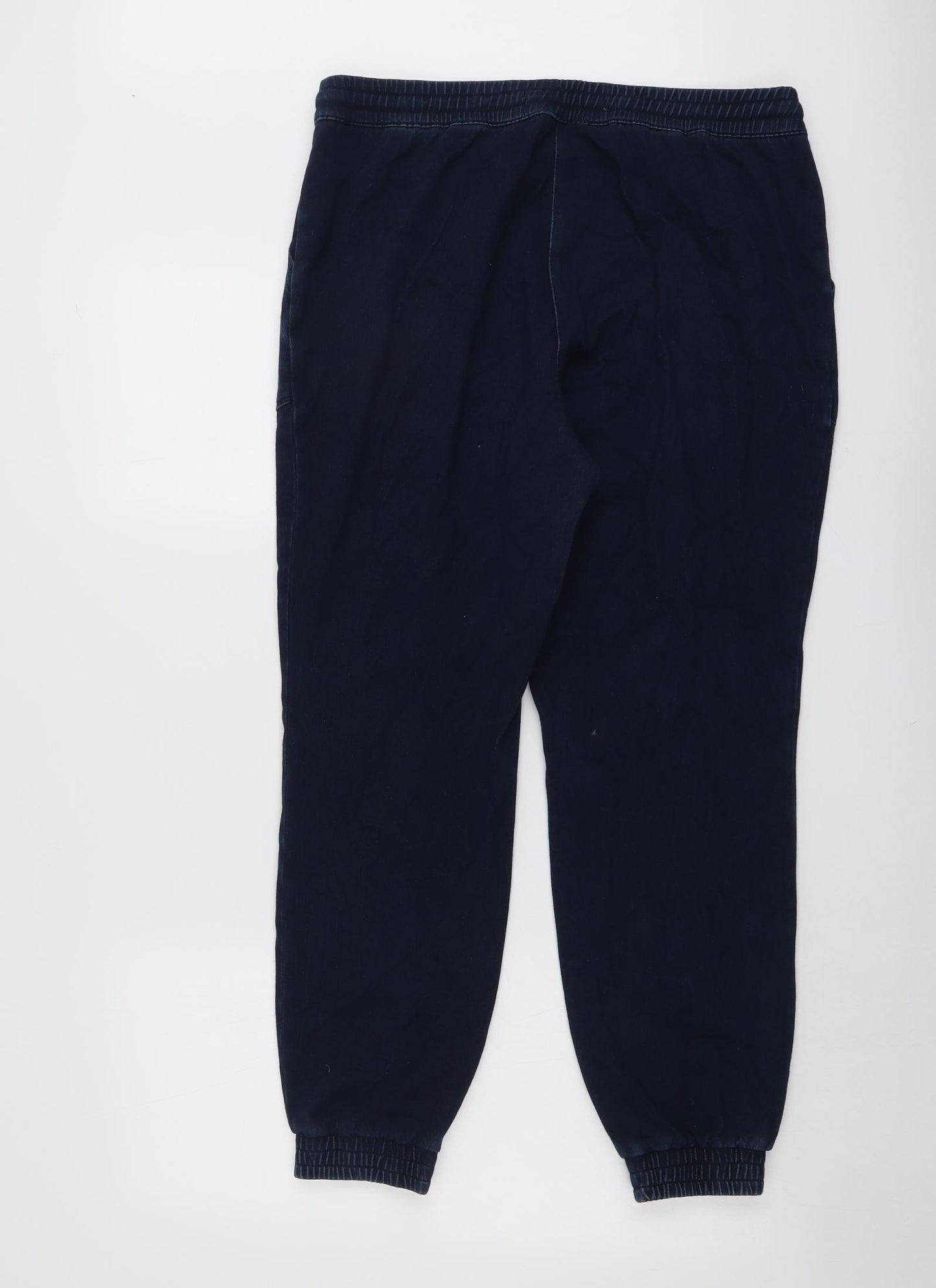 NEXT Womens Blue Cotton Jogger Trousers Size 14 L27 in Regular Drawstring
