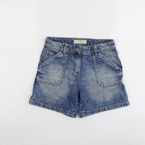 NEXT Girls Blue Cotton Bermuda Shorts Size 11 Years Regular Zip
