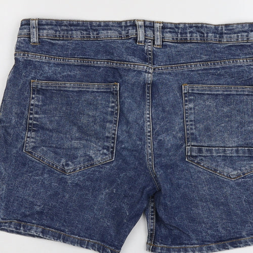 Brave Soul Mens Blue Cotton Bermuda Shorts Size S L6 in Regular Button