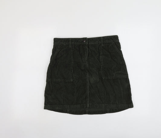 NEXT Womens Green Cotton A-Line Skirt Size 12 Button