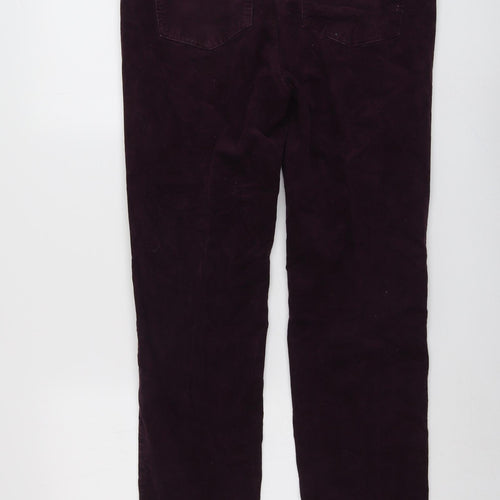 Marks and Spencer Womens Purple Cotton Trousers Size 16 L27 in Regular Button