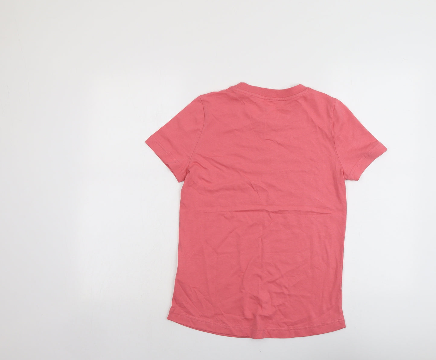adidas Girls Pink Cotton Basic T-Shirt Size 13-14 Years Round Neck Pullover
