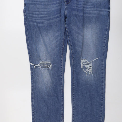Jacamo Womens Blue Cotton Straight Jeans Size 16 L28 in Regular Button