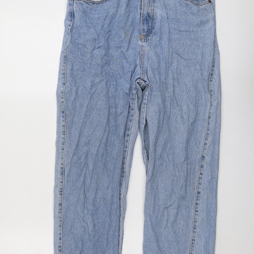 H&M Womens Blue Cotton Straight Jeans Size 14 L25 in Regular Button