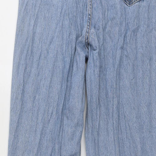 H&M Womens Blue Cotton Straight Jeans Size 14 L25 in Regular Button