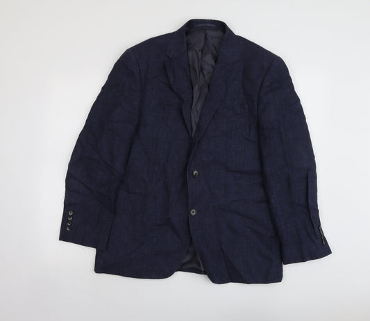 John Lewis Mens Blue Linen Jacket Blazer Size 42 Regular