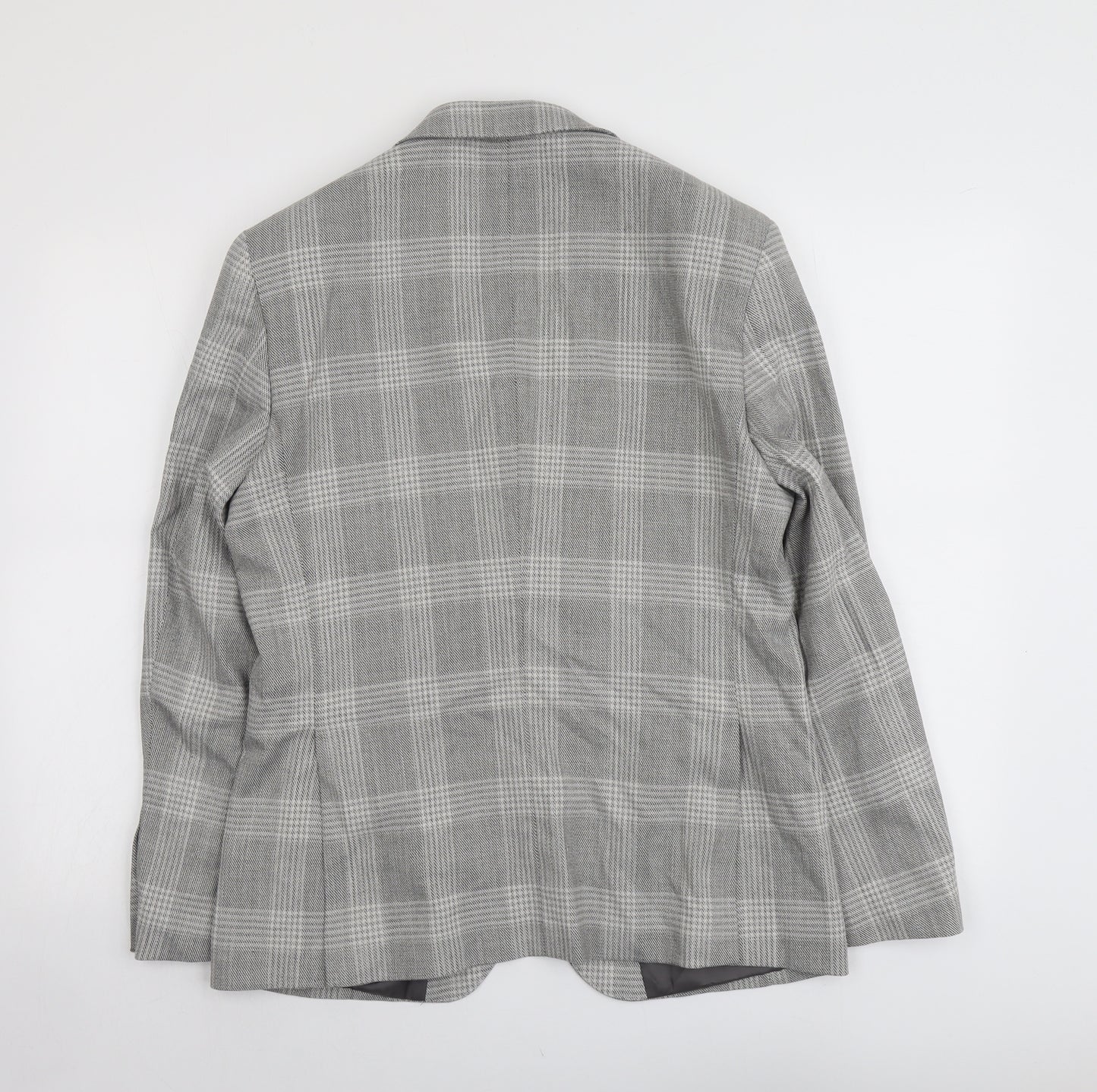 Marks and Spencer Mens Grey Plaid Polyester Jacket Blazer Size 38 Regular