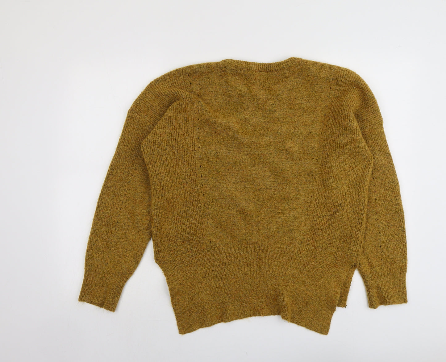 Topshop Womens Yellow Round Neck Acrylic Pullover Jumper Size 10