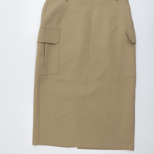 Marks and Spencer Womens Beige Polyester Cargo Skirt Size 16 Zip