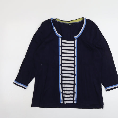 M&Co Womens Blue Round Neck Striped Viscose Pullover Jumper Size 18 - Twin Set