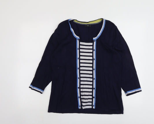 M&Co Womens Blue Round Neck Striped Viscose Pullover Jumper Size 18 - Twin Set