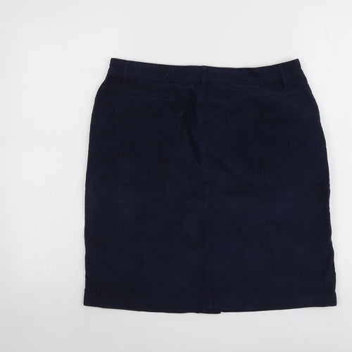 Fat Face Womens Blue Cotton A-Line Skirt Size 12 Button