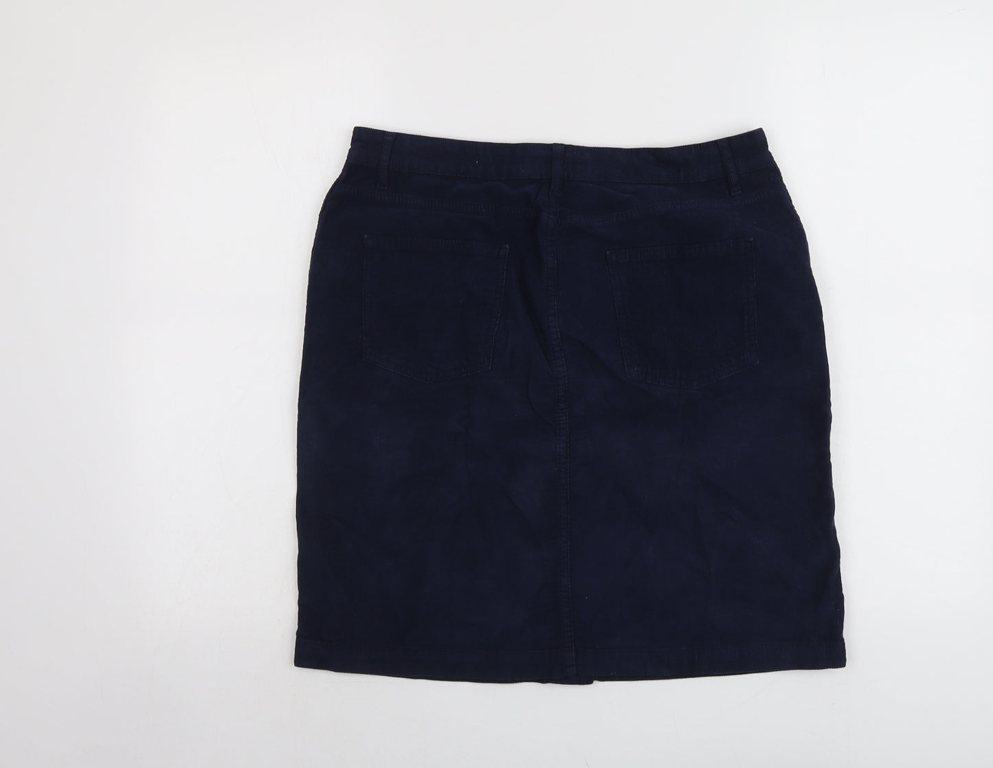 Fat Face Womens Blue Cotton A-Line Skirt Size 12 Button