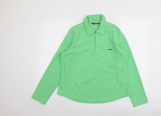 Maine Womens Green Polyester Pullover Sweatshirt Size 16 Zip