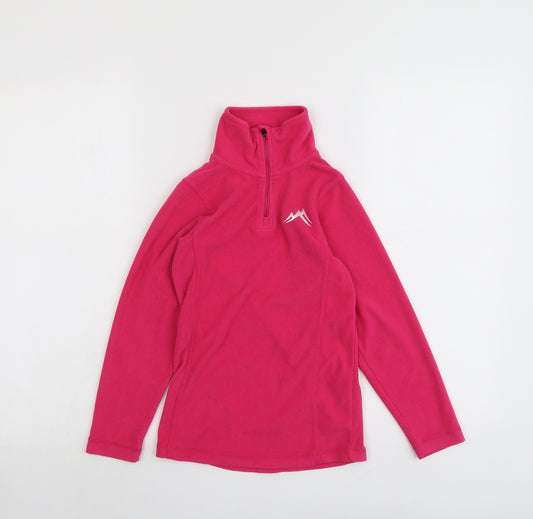 Ski Hit the Slopes Girls Pink Polyester Pullover Sweatshirt Size 5-6 Years Zip