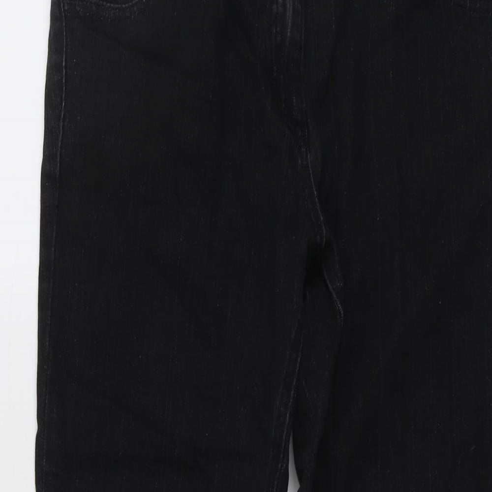 M&Co Womens Black Cotton Straight Jeans Size 18 L21 in Regular Button