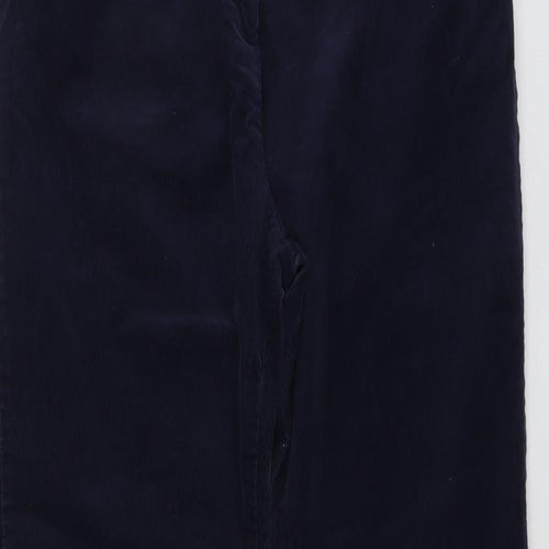 Marks and Spencer Womens Blue Cotton Trousers Size 16 L29 in Regular Button