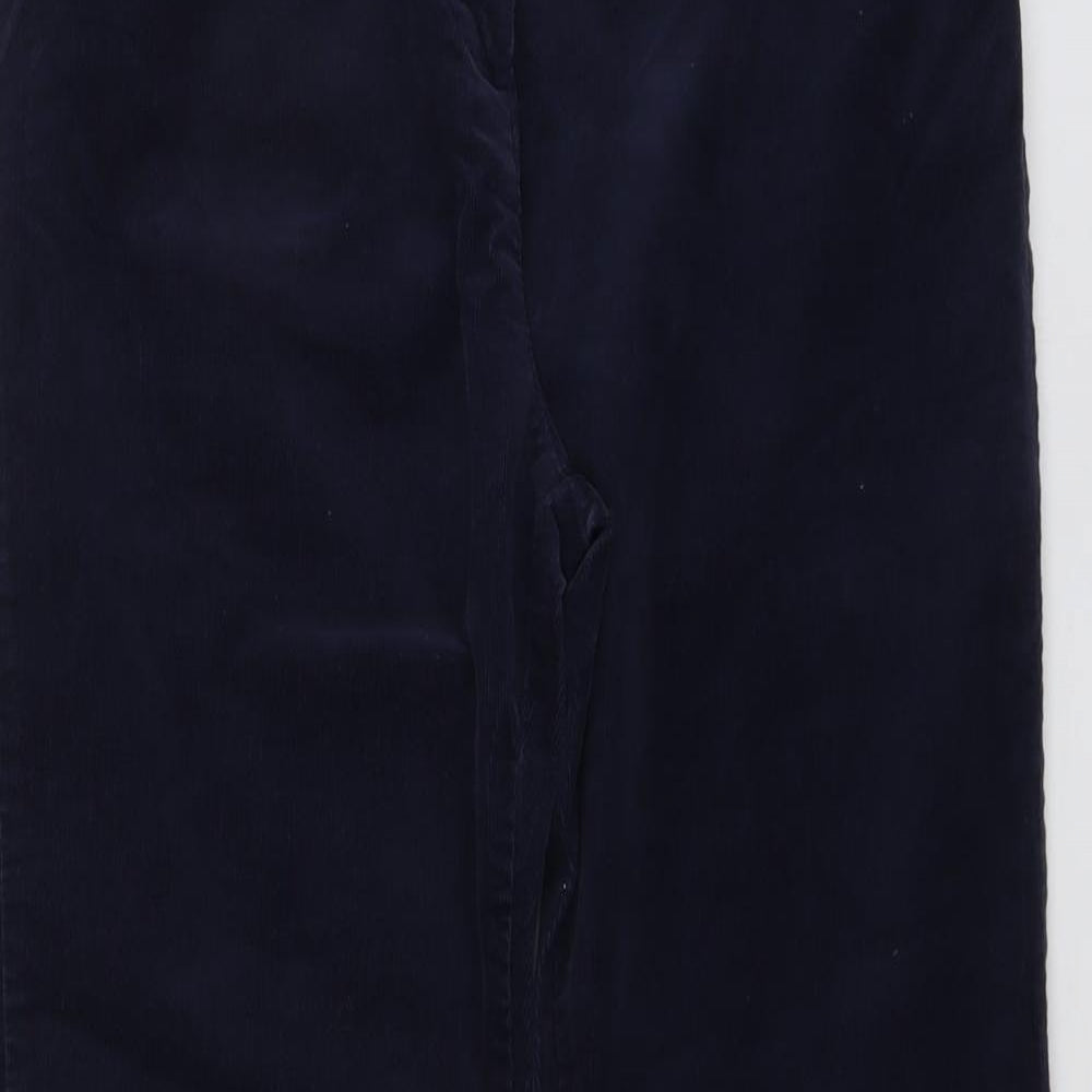 Marks and Spencer Womens Blue Cotton Trousers Size 16 L29 in Regular Button